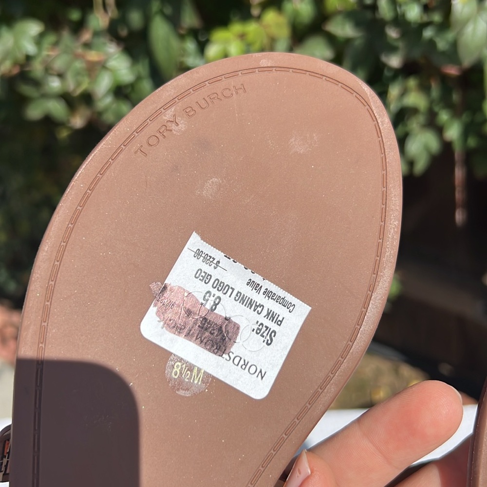 Tory Burch Size 8.5 Pink Caning Tumbled Leather Welt Miller Sandals - Picture 12 of 15